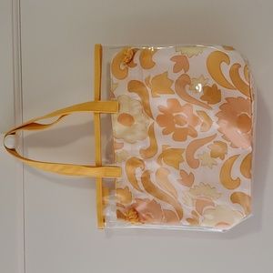 CLINIQUE Orange Floral Bag